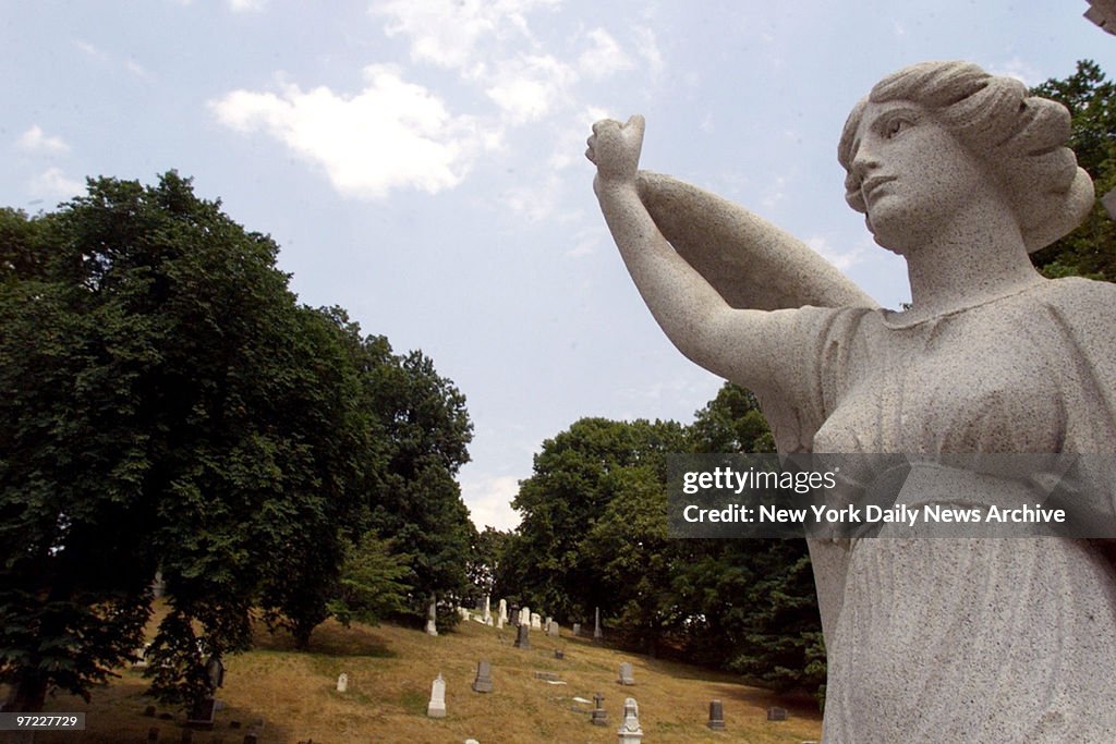 An angel watches over the graves at Greenwood Cemetery, Fift