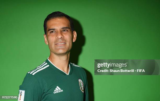 Rafael Marquez of Mexico poses for a portrait during the official FIFA World Cup 2018 portrait session at the team hotel on June 12, 2018 in Moscow,...