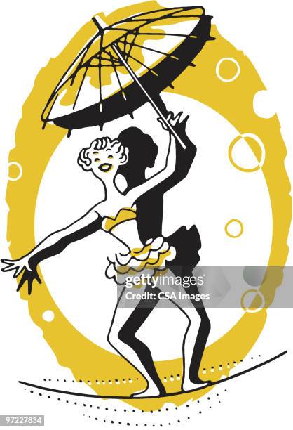 tightrope walker - high wire act stock illustrations