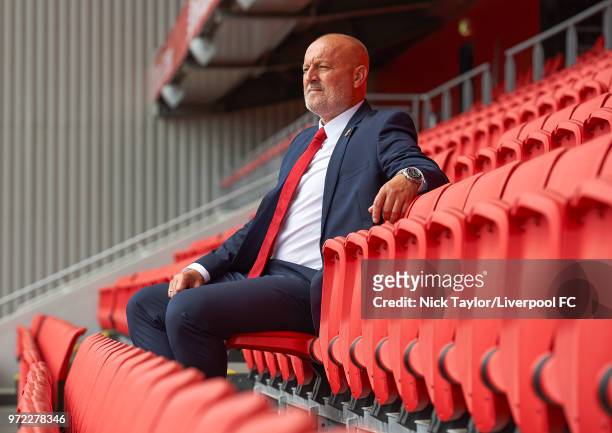 Liverpool Ladies new manager Neil Redfearn is unveiled at Anfield on June 8, 2018 in Liverpool, England.