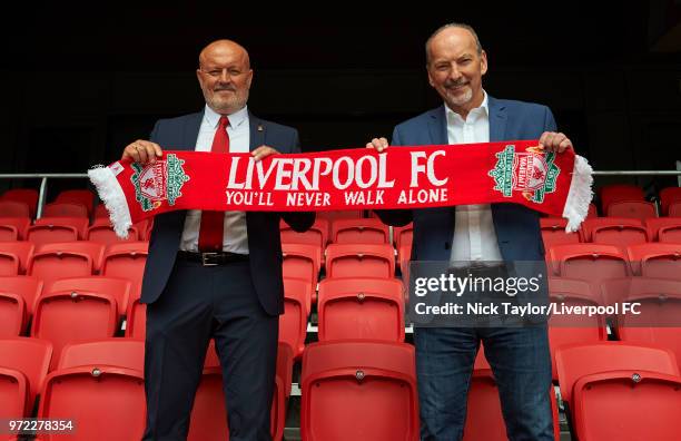 Liverpool Ladies new manager Neil Redfearn with Liverpool FC CEO Peter Moore at Anfield on June 8, 2018 in Liverpool, England.