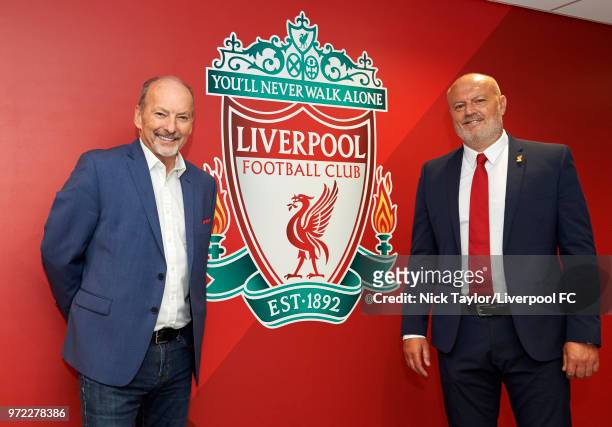 Liverpool Ladies new manager Neil Redfearn with Liverpool FC CEO Peter Moore at Anfield on June 8, 2018 in Liverpool, England.
