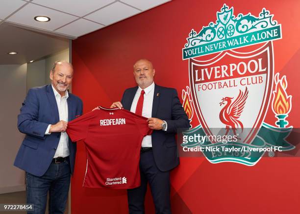 Liverpool Ladies new manager Neil Redfearn with Liverpool FC CEO Peter Moore at Anfield on June 8, 2018 in Liverpool, England.