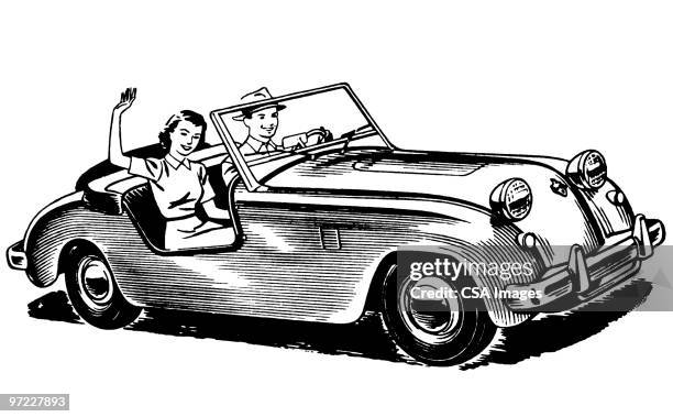convertible - car road trip stock illustrations