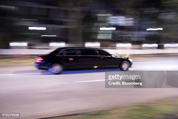 Limousine carrying North Korean leader Kim Jong Un drives in Singapore, on Tuesday, June 12, 2018. U.S. President Donald Trump and North Korean...