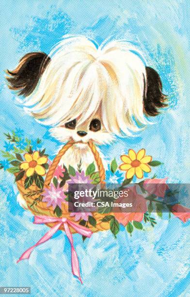 puppy - basket texture stock illustrations