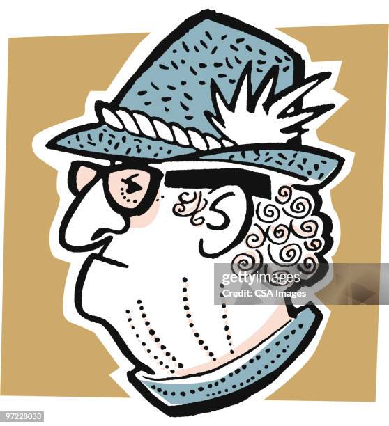 man in hat - old man side profile stock illustrations