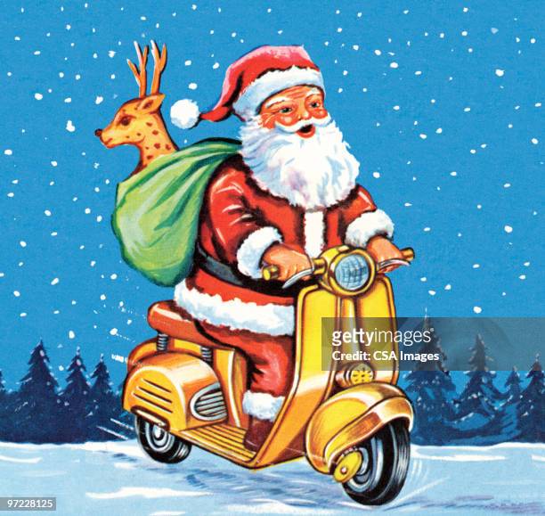 renere Portal Bot Santa Claus On Motorized Scooter High-Res Vector Graphic - Getty Images