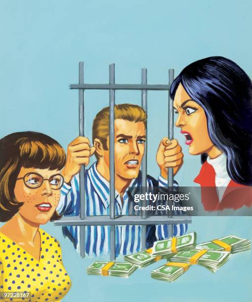 love triangle - prisoner stock illustrations