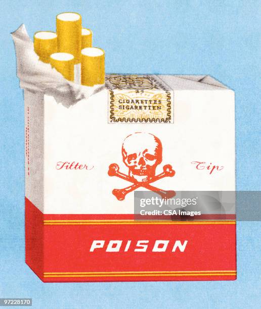 cigarettes are poison - cigarette box stock illustrations