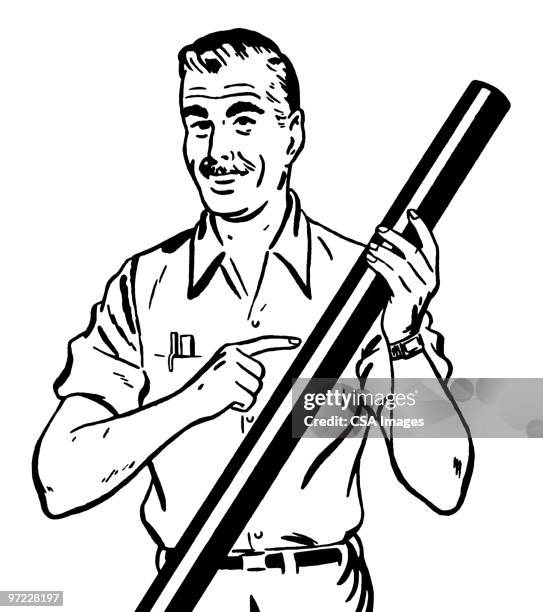 man with pipe - smiling plumbers stock illustrations