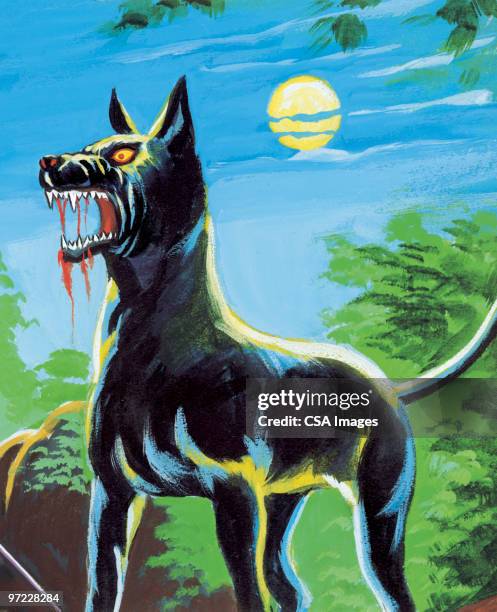 stockillustraties, clipart, cartoons en iconen met wolf - hoektand dierentand