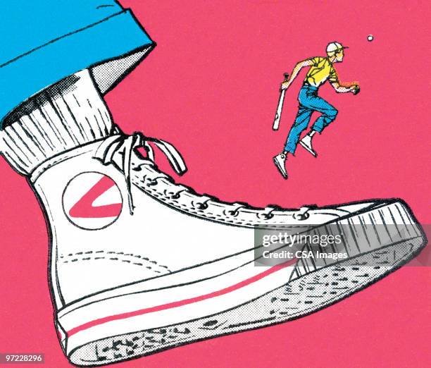 high-top shoe - sports clothing stock illustrations