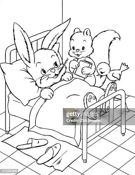 sick bunny - rabbit fever stock illustrations