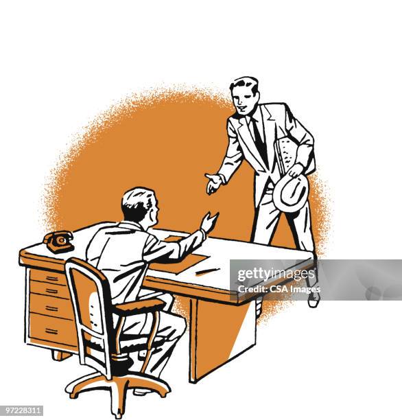 two businessmen - job interview stock illustrations