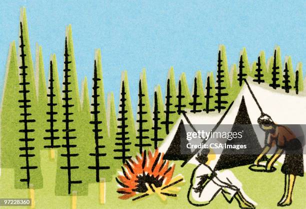camping - outdoor relax clip art stock illustrations