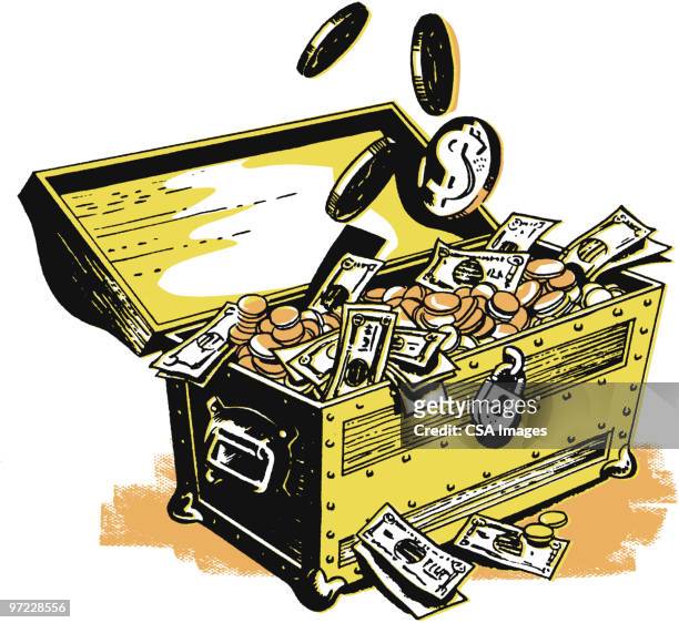 treasure chest - money safe stock illustrations