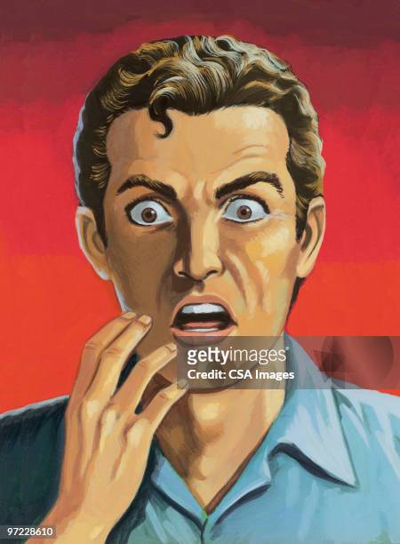 frightened man - one mid adult man only stock illustrations