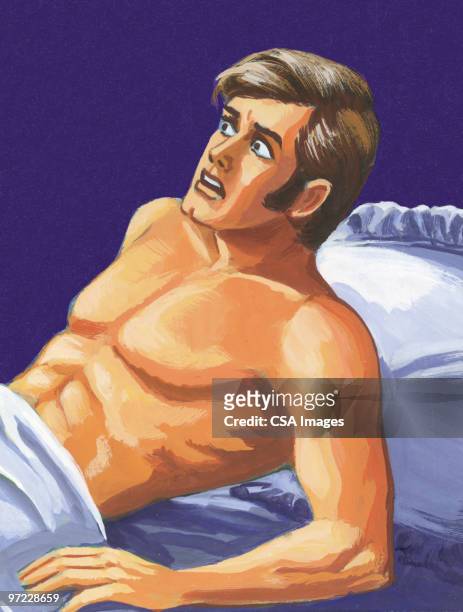 scared man - waking up stock illustrations