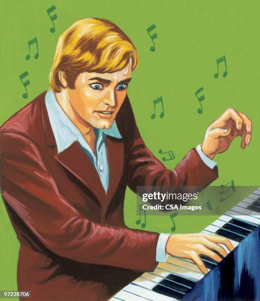 old man - keyboard player stock-grafiken, -clipart, -cartoons und -symbole