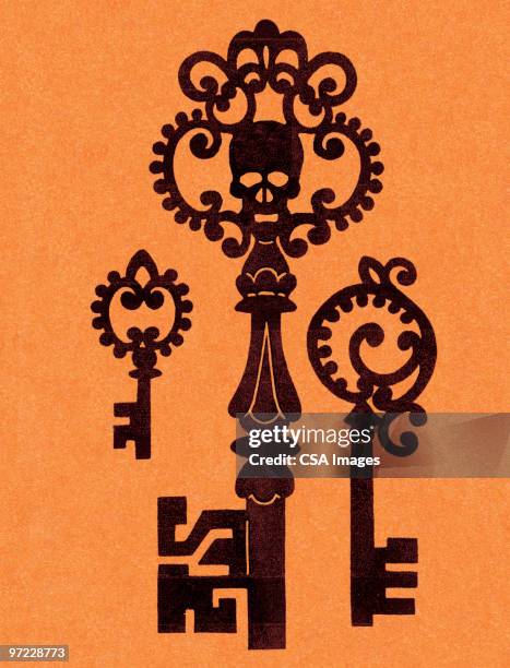 antique keys - ornate key stock illustrations