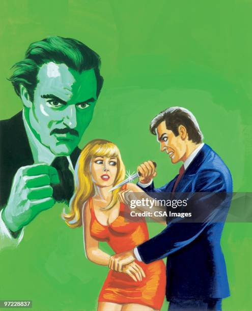 scared woman - stabbing stock illustrations