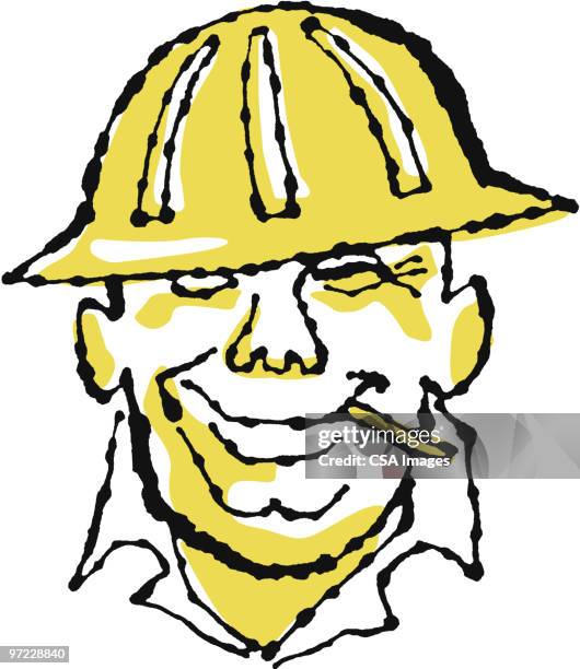 construction worker - hard hat portrait stock illustrations