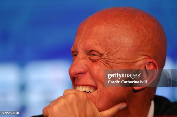 Perluigi Collina, Chairman of FIFA referees committee during a press conference on Referees Media Day at Luzhniki Stadium on June 12, 2018 in Moscow,...