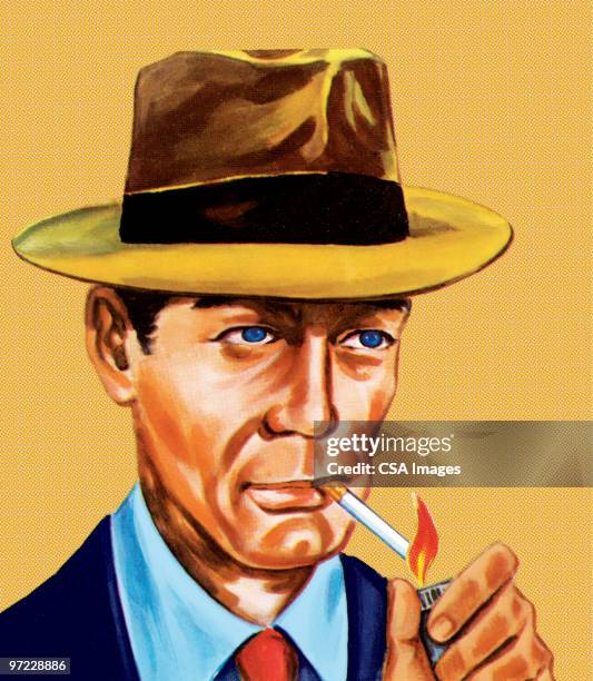 man smoking - man smoking cigarette stock illustrations
