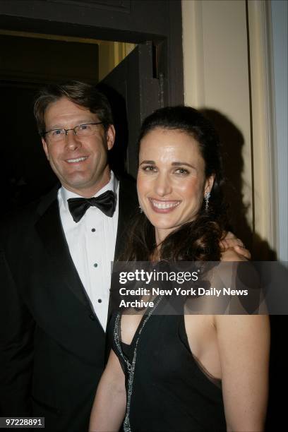 Andie MacDowell and husband Rhett Hartzog are on hand at the Hammerstein Ballroom for the Legends Gala hosted by L'Oreal and the Ovarian Cancer...