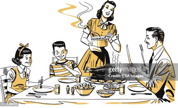 family dinner - family stock illustrations