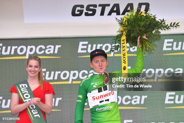 Podium / Sam Oomen of The Netherlands and Team Sunweb Green Best Young Jersey / Celebration / during the 82nd Tour of Switzerland 2018, Stage 4 a...