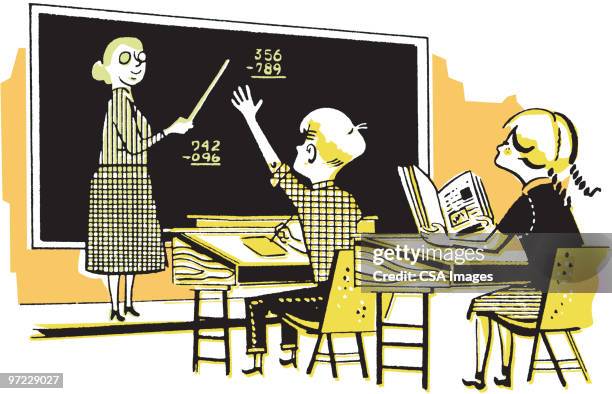 ilustraciones, imágenes clip art, dibujos animados e iconos de stock de classroom - teacher desk