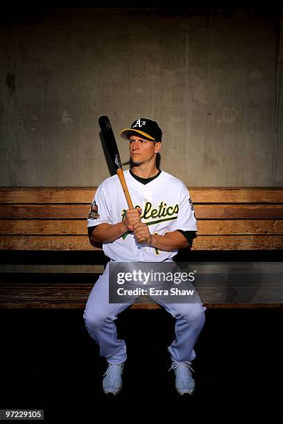 Mark Ellis of the Oakland Athletics poses during photo media day at the Athletics spring training complex on March 1, 2010 in Phoenix, Arizona.