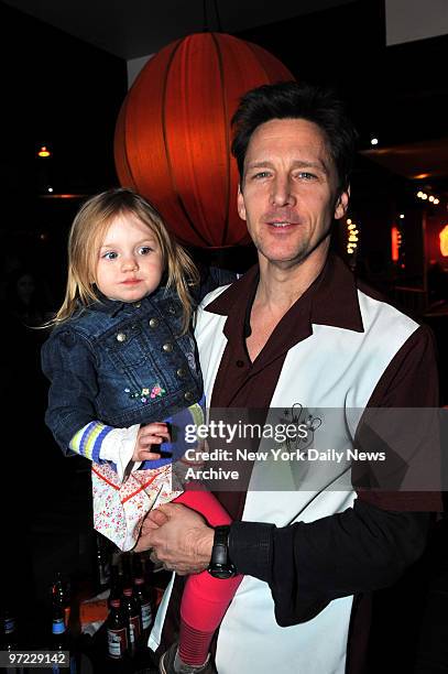 Andrew McCarthy brought his daughter Willow 2 yrs with him at the Second Stage Theatre's All Star Bowling Classic Benefit held at Lucky Strike Lanes