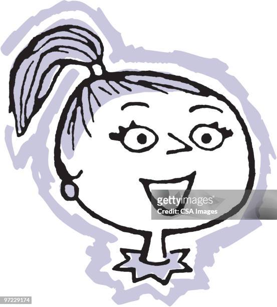 smiling woman - ponytail stock illustrations