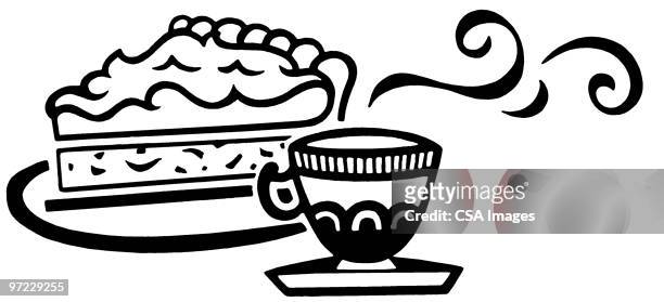 pie and coffee - riechen stock-grafiken, -clipart, -cartoons und -symbole