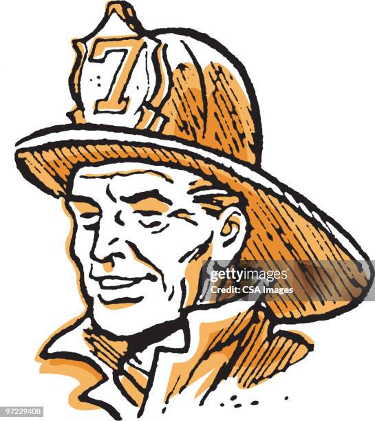 firefighter - firefighter portrait stock illustrations