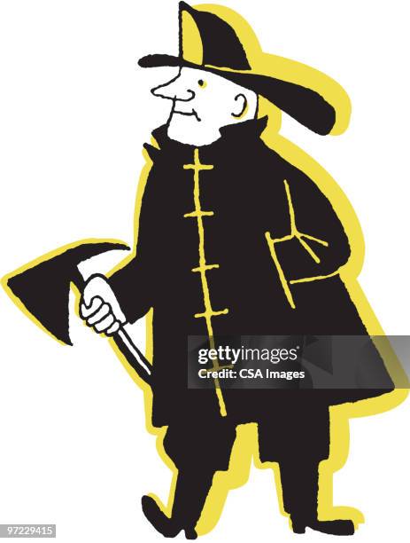firefighter - firefighter axe stock illustrations