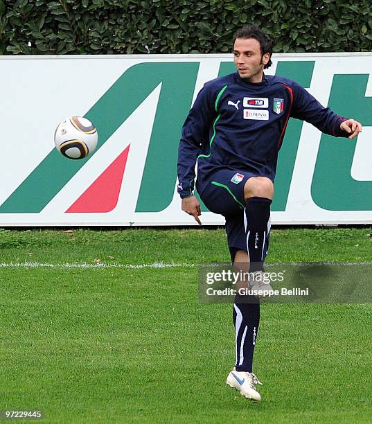 Riccardo Montolivo of Italy during a training session at FIGC Centre at Coverciano on March 1, 2010 in Florence, Italy.