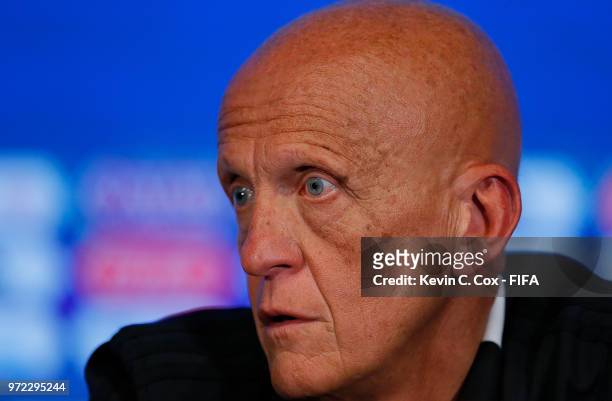 Pierluigi Collina of Italy is seen during a press conference for Referees Media Day at Luzhniki Stadium on June 12, 2018 in Moscow, Russia.