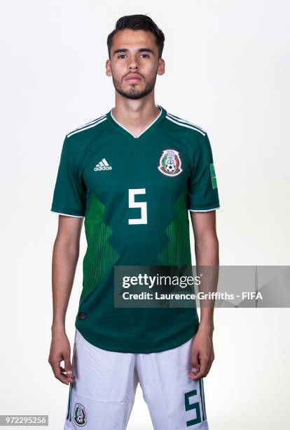 Diego Reyes of Mexico poses for a portrait during the official FIFA World Cup 2018 portrait session at the Team Hotel on June 12, 2018 in Moscow,...