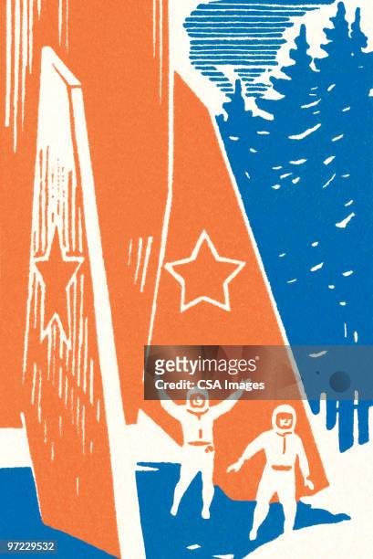 space shuttle landing - arrivals stock illustrations
