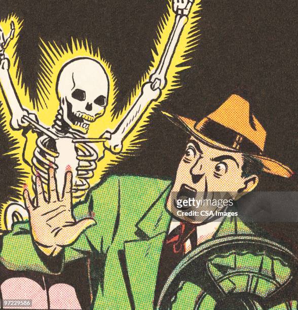 stockillustraties, clipart, cartoons en iconen met skeleton surprise - funny skeleton