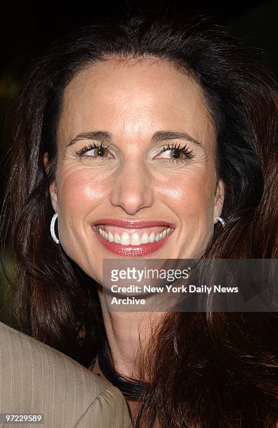 Andie MacDowell beams brightly at a party at Ada restaurant following the New York premiere of the movie "Crush." She stars in the film.