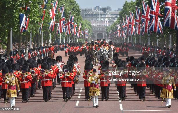 the queens birthday parade - trooping the colour 2018 stock pictures, royalty-free photos & images