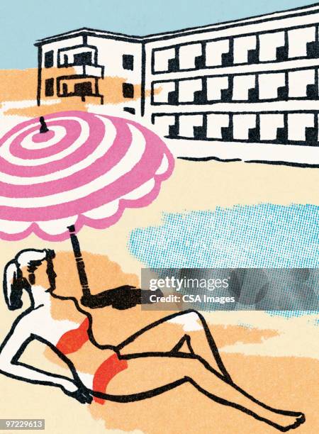 pin-up girl - tourist resort stock illustrations