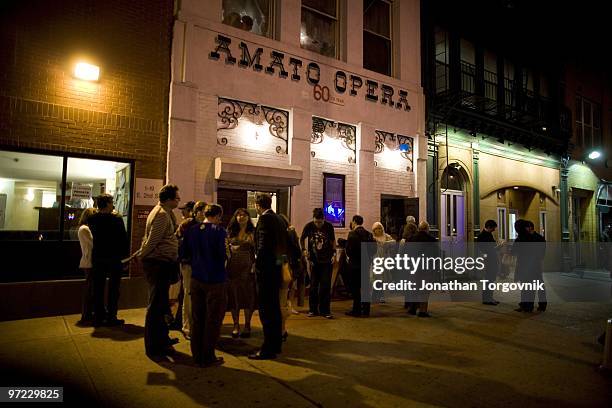 Outside the Amato Opera house on opening night of 'Barber of Seville' September 16, 2007 in New York. Founded in 1948 in new York as a non-profit...