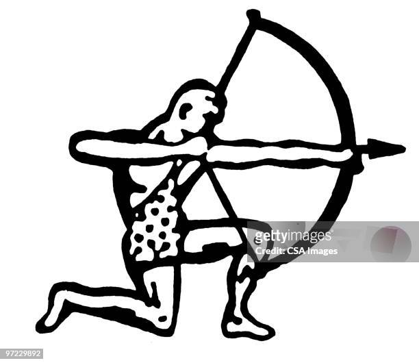 archer - men in loincloths stock illustrations