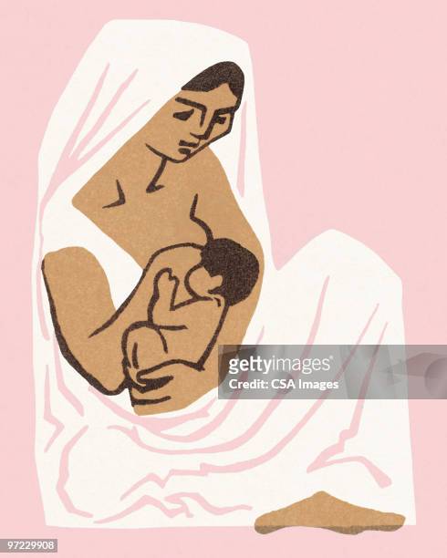 woman nursing - newborn baby stock illustrations